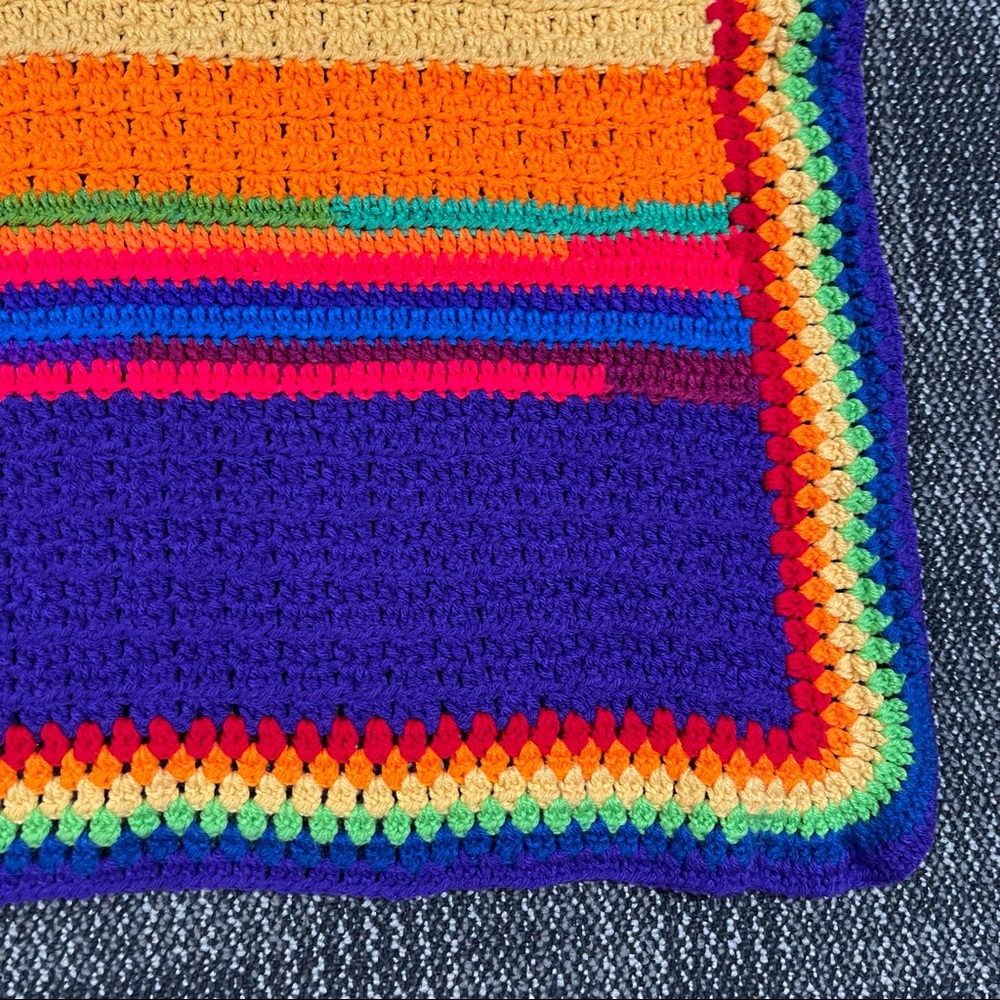 Afghan Blanket 51”x42” Throw Lap Blanket Rainbow - Picture 7 of 8